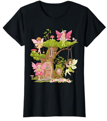 Mädchen Fabelhaftes Baumhaus mit Magischen Feen T-Shirt