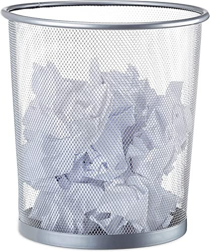 Unibos | 𝗘𝘅𝘁𝗿𝗮 𝗟𝗮𝗿𝗴𝗲 Circular Mesh Waste Paper Bin | Lightweight Waste Basket | Metal Trash Bin | Bathroom, Office, Bedroom, Living Room etc | Heavy-Duty Portable | Durable – 37cm