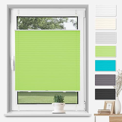 Plissee Klemmfix ohne Bohren Grün B80 x H130 cm Plissees Lichtdurchlässig Faltrollo Jalousie Plisseerollo Fertigplissee Sichtschutz & Sonnenschutz für Fenster & Tür