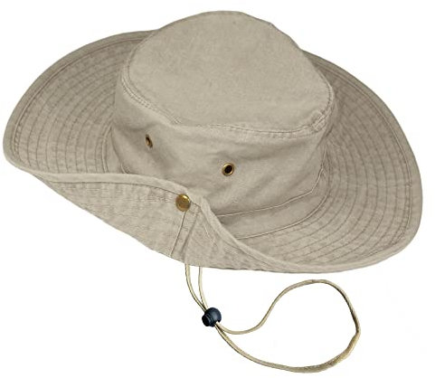 TOSKATOK UPF 50 + Jungen Kinder Safari Outback Busch-Sonnenschutzhut aus Baumwolle im australischen Stil mit breiter Krempe, abnehmbarem Kinnriemen, seitlichen Druckknöpfen und Belüftungsöffnungen