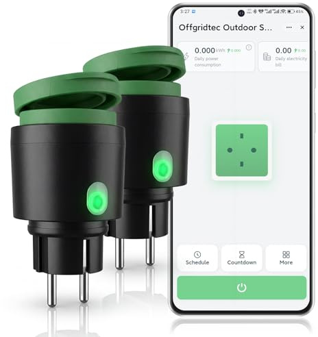 BSEED Outdoor Steckdose, Smart Wifi Steckdose mit Sprachsteuerung und Zeitschalteruhr, Eignet für Garten, Terrasse, Balkon, Arbeit mit Alexa/Google Home, IP44 Wasserdicht，2er Pack