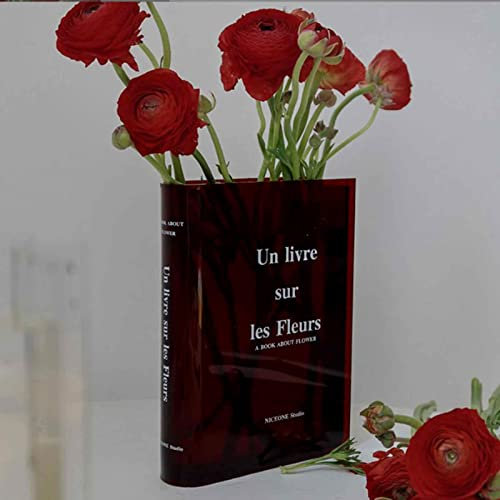Elinrat Klare Buch Vase, Klare Buchvase, Book Vase for Flowers Transparent, Künstlerischer Und Kultureller Geschmack Dekorative Acrylvase Für Zuhause Und Schlafzimmer