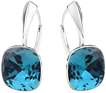 Square 12 mm Wunderbar Hängend Ohrringe 925 Silber Österreichische Zirkonia - Schmuck für Frauen und Mädchen - Hängeohrringe Ideal für Geschenke für Frauen (Indygo)