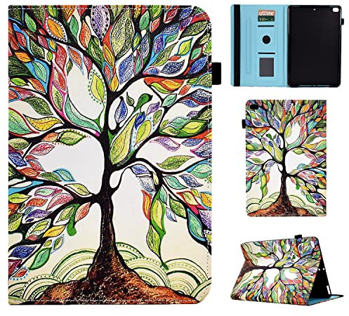 Vaitasy Funda para iPad 9.7 (2018/2017) iPad Air 2/ iPad Air, Soporte Múltiple Ángulo Cover con Ultra Slim Tableta Protectora Carcasa iPad 6/5 Generación - Árbol de Color