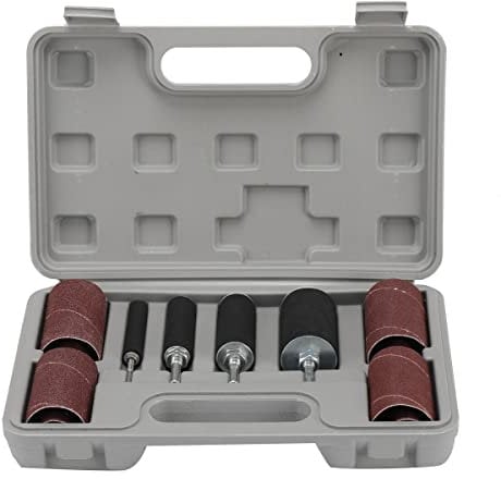 SUDEG 20 Stück Schleifwalzen Schleifhülsen Set, Spindelschleifer Schleifmaschine Schleifhülsen Werkzeugset Schleifhülsen mit Etui, 16 Schleifband & 4 Schleifrolle für Bohrmaschine