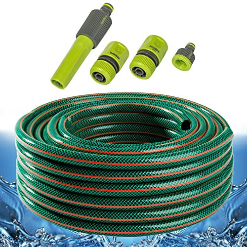 Gartenschlauch 3/4 Zoll Grün 20m 30m 50m 4-teiliges Anschluss-Set zur Auswahl Wasserschlauch (20m + 4-teiliges Anschluss-Set)