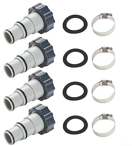 DAZZLEEX 4 Sets Ersatz-Schlauchadapter mit Kragen für Intex oberirdisches Schwimmbad mit 3,8 cm und 3,2 cm Schläuchen, Pool-Ablaufpumpen-Adapter, Schlauchverbinder-Kits