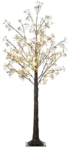 HOMCOM 5ft Artificial Gypsophila Blossom Tree Light with 96 Warm White LED Light, Baby Breath Flowers for Home Party Wedding, Indoor and Outdoor Use