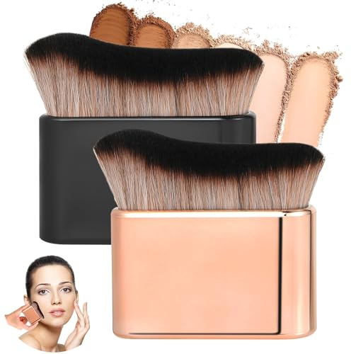 2 PCS Tanning Brush, Self Tanner Applicator for Body Leg Makeup, Kabuki Foundation Blend & Blur Brush (Black Rose Gold)