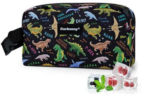 Cerbonny Small Cooler Bag Freezable Lunch Bag for Work School Travel,Small Lunch Bag,Small Insulated Bag for Kids/Adults,Freezer Lunch Bags,Mini Lunch Bag Fit for Yogurt,Suit for 3+(Blue Dinosaur)