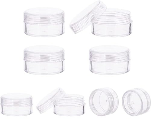 EODKSE Ensemble de Voyage de 8 contenants cosmétiques vides, Parfaits pour échantillons de crème, Poudre et baume à lèvres, Les Mini Pots Ronds Transparents sont Pratiques et Fonctionnels,