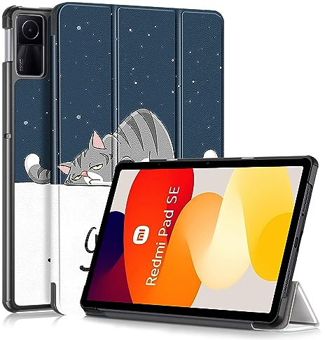 DMNYDM Custodia per Xiaomi Redmi Pad SE 11 Pollici 2023,Sottile e Leggero con Supporto,Funzione Auto-Riposo/Attivazione,Gatto