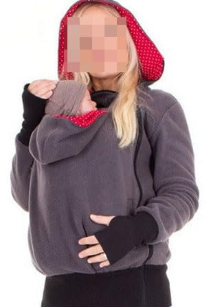 khUkHU 3 in 1 Babytrage Jacke Damen Atmungsaktiv Winter Tragejacke für Mama und Baby mit Kapuze Gemütlich Sanft Vlies Langarm Umstandsjacke Abnehmbar Frühling und Herbst Freizeitjacke,005,XL