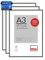 DEHA Design Bilderrahmen, 29,7 x 42 cm (A3) (3er Set), Aluminium, Grau matt, Posterrahmen zum Aufhängen im Hoch- & Querformat, bruchsicheres Kunstglas, Boston