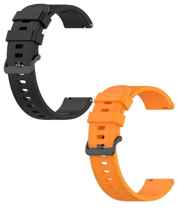 KAREN66 2 Stück Armband Kompatibel mit YAMAY SW022 Armband - Sport Silikon Uhrenarmband Replacement Wechselarmband Ersatzarmband für YAMAY SW022 Smartwatch, Schwarz Orange