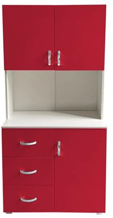 HTI-Living Küchenschrank Blanca Rot Weiß Küchenbuffet 6 Regalfächer 3 Schubladen