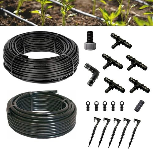 Kit Irrigazione Orto Ala Gocciolante Easy per 50 Mq distanza goccia ogni 20 cm | ogni 30 cm | ogni 40 cm Impianto Completo raccordi Per Giardino (Passo 40)