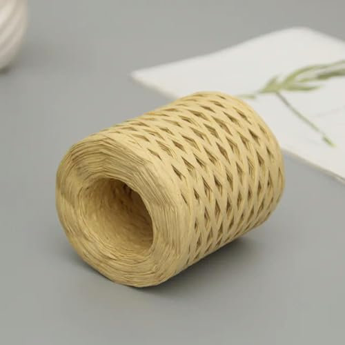 OPica Cinta de Cuerda de Hilo de Rafia de 200m, Cordones de Papel de Paja de Rafia Natural para ondear Hilo, Embalaje para Fiestas, Manualidades, Bolsa, Sombrero, Suministros de Costura