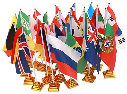 Diyeah 10 Pezzi Piccole Bandiere Internazionali Del Mondo Con Supporti Per Decorazioni Da Scrivania, Stile Casuale