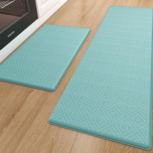 Color&Geometry 44x75+44x150cm Alfombrilla Cocina Lavable Antideslizante, Alfombra vinilica Cocina, antifatiga, Antideslizante, Alfombra de Cocina Acolchada con Espuma para Estar de pie, cómoda, Verde