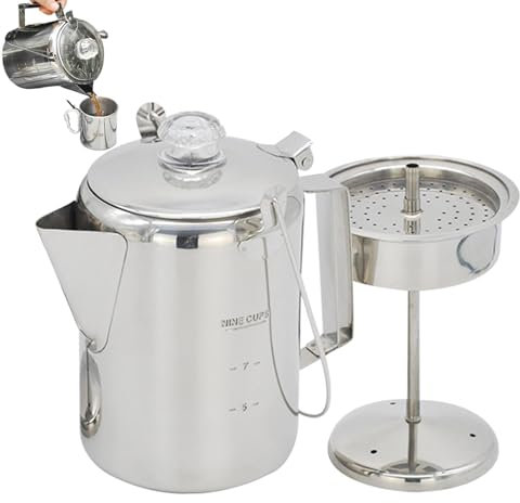 Caffettiera a percolatore | Caffettiera da campeggio | Caffettiera a percolatore, Percolatore in acciaio inossidabile, Percolatore di caffè da campeggio, Percolatore in alluminio, Percolatore in