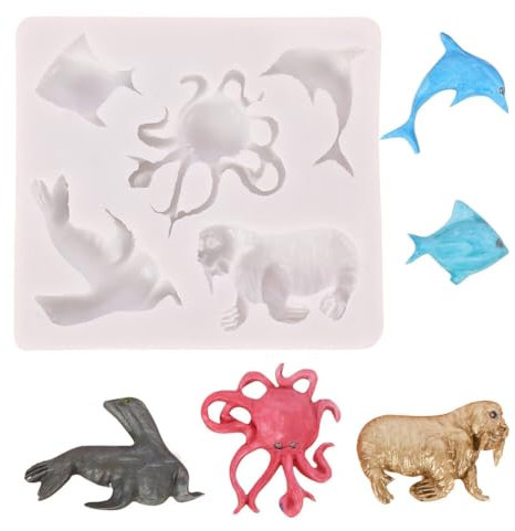 Huamengyuan 3D Silikon Backform Seashell und Conch Silikon DIY Fondantdecke Backform Diy Silikon Seifenform Meerjungfrau Schwanz Silikonform Seestern Seepferdchen Muschel für Backen Schokolade