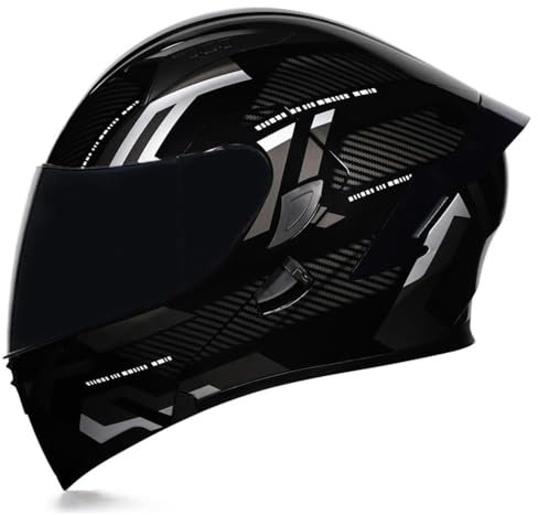 Woljay Integralhelm Klapphelm Motorrad Modularer Helm Motorrad Doppelvisier für Erwachsene Männer Frauen Moped Street Racing DOT / ECER22-05 Approved (Count Black Silver - Smoke Visor,M)