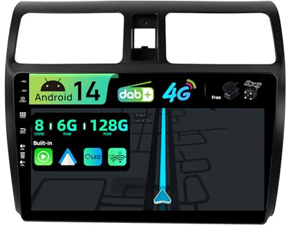 BXLIYER | Eingebaut 4G LTE & DAB | Android 14 QLED Autoradio für Suzuki Swift (2005-2016) |6G+128G | Carplay & Android Auto | Kamera + MIC | Dual Band WiFi Lenkradsteuerung | 10.1 Zoll 8-Core 2 Din