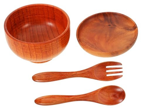 PRETYZOOM Saladier Bois Cuillères Et Fourchette Bol à Salade Et Pratique Vaisselle pour Cuisine Et Service