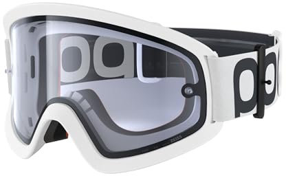 POC Ora DH MTB-Brille - Downhill-MTB-Brille speziell entwickelt für den Einsatz zusammen mit einem Fullface-Helm, Hydrogen White/Clear
