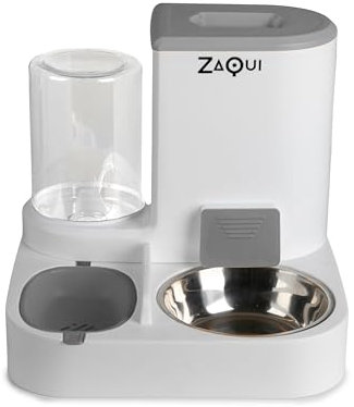 ZaQui Dispensador de Comida para Gatos, Funciona p/Gravedad, comedero Gatos, Bebedero Perro automatico, Bebedero automatico, comedero para Perros