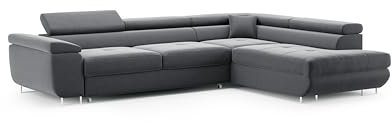 Generisch Eckcouch mit Schlaffunktion HELLGRAU Velours (dunkelgrau)