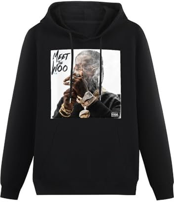 QISHUBAO Pop Smoke Meet The Woo Album Cover Mens Hoodies Cotton Unisex Black Pullover Sweatshirts S