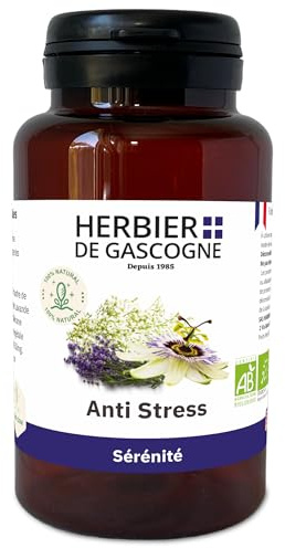 Complexe Anti-Stress Bio | Détente & Sérénité | 200 gélules | Lavande BIO | Passiflore BIO | Valériane BIO | 100% naturel | L'HERBIER DE GASCOGNE | Herboriste depuis 1985