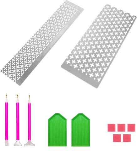 VZU 2 Stück Diamond Painting Schablone, Diamant Malerei Masche Lineal, Edelstahl Diamantmalerei Fixwerkzeuge, Diamant Malerei Malwerkzeug, DIY Zeichnungs Werkzeug Zubehör Set