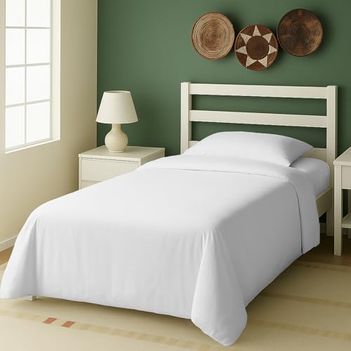 Pizuna Bettwäsche 135x200 Baumwolle Weiß 400 Fadenzahl | 2-Teilig 100% Langstapelige Baumwolle Bettbezug 155x200 cm mit Rei Bverschluss und 1 kissenbezug 80x80 cm Mako Satin