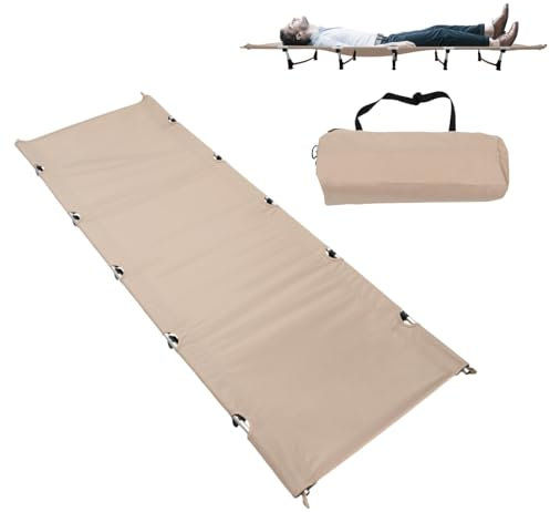 DAOHHFO Feldbett Klappbar 190×65cm, 600D Oxford Gewebe Aluminium Reisebett Erwachsene Camping Bett bis 150kg, Einfach zu Bauen Tragbares Campingliege Bequem - für Outdoor Camp Reisen (Khaki)