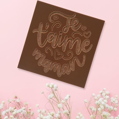 Les cartes à croquer | Prête à Croquer Modèle Je t'aime Maman | Tablette de chocolat gravé | Fête des Mères | Chocolat au choix lait, noir, blanc (80g, Chocolat Lait)