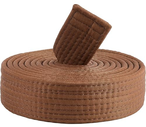 CREATCABIN Cinturones de Karate Marrones de Poliéster para Artes Marciales, Judo, Jiu-Jitsu Brasileño, TKD, Aikido, Uniformes de Clasificación, Cinturones Largos Y Suaves Universales para BJJ, Taekwon