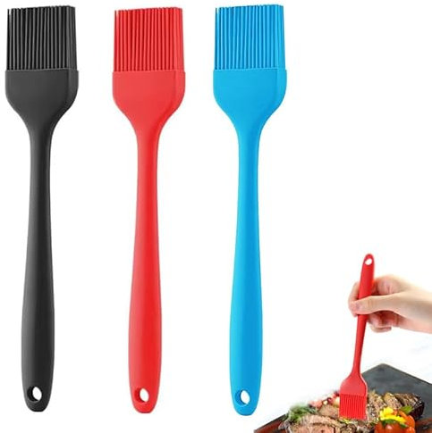Azlanway Silicone Pastry Brush, Set of 3, 21 cm, Food-Grade Kitchen Brushes, BPA-Free, Heat Resistant, One Piece Design, Dishwasher Safe, for Baking, Grilling, Cooking, Meat, Bread, Butter, Marinades
