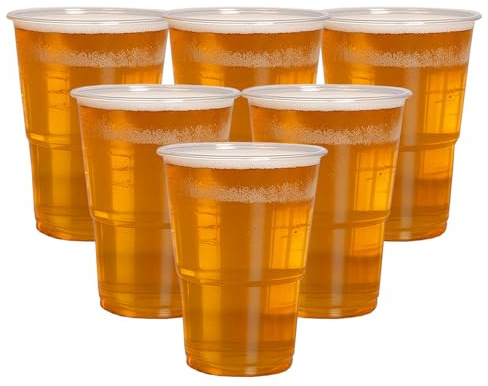 ECONX 500 X Heavy Duty Clear Plastic Half Pint Glasses 284ml BPA-Free Recyclable -CE Marked - 10oz Strong 1/2 Disposable Beer Glasses Tumblers Ideal for Events and Parties BBQs Drinking Cups