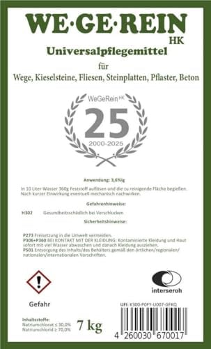 Heinrichs Agrar Premium Steine Reiniger 7 kg Eimer Universalpflege für Wege, Plätze, Mauern, Kiesel, Schotter, Pflaster, Beton Grünbelag