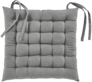 Acomoda Textil – Cojines para Silla de Espuma con Tela y Cintas de Sujeción 38x38 cm. Asiento Acolchado, Mullido y Cómodo para Interior y Exterior de Comedor, Jardín y Terraza (Gris, 4 Unidades)