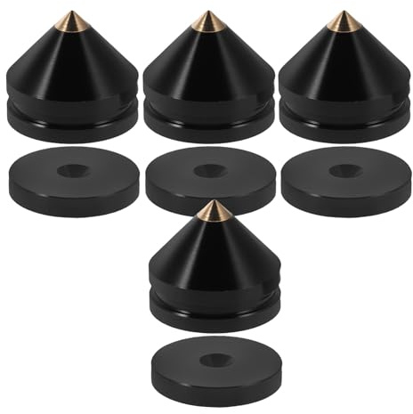 Ipetboom 4 Sets Speaker Isolation Pads with Aluminum Alloy Spikes for Audio Equipment and CD Players, Black Anti-vibration Feet to Isolate Vibrations and Improve Detail and Clarity in Home