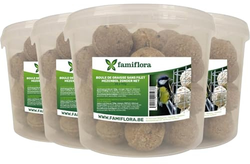 Famiflora Meisenkugeln im Eimer - Ohne Netz - 140 x 90 Gramm (4 Eimer mit 35 Knäueln) - Ohne Netz - Inhalt: 35 Stück