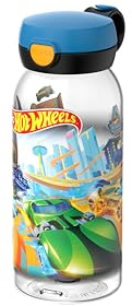Mepal - Trinkflasche mit Klappdeckel Campus - Deckel springt per Knopfdruck auf - Trinkflasche Kinder Kohlensäure Geeignet - Auslaufsicher und Spülmaschinengeeignet - 600 ml - Hot Wheels