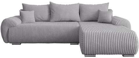 Mirjan24 Ecksofa Usabir L Cord, Design Eckcouch, Couch mit Schlaffunktion und Bettkasten, Wohnlandschaft, Bettfunktion L-Form Sofa (Ambience 18, Seite: Rechts)