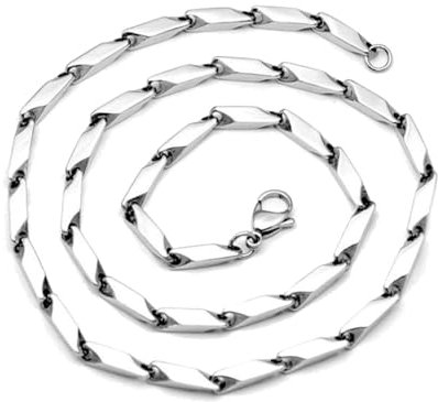 Bishiling Kette ohne Anhänger Titan Herren Damen, Halskette Männer 55CM Silber ohne Anhänger Biker Kette Hip Hop
