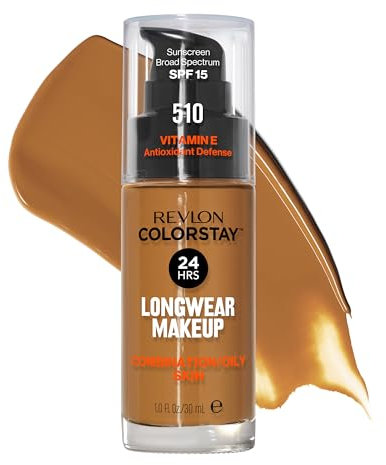 Revlon ColorStay Liquid Foundation Make-up für Mischung/fettige Haut LSF 15, Longwear Medium Full Coverage mit mattem Finish, Pekan (510), 1 oz