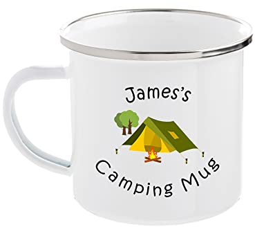 Camping Mug - Your Name - Any Name - Personalised - High Quality Enamel Coffee Mug